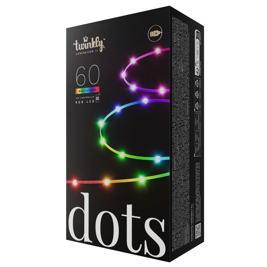 Twinkly - LED RGB димируема гирлянда DOTS 60xLED 7 m USB Wi-Fi