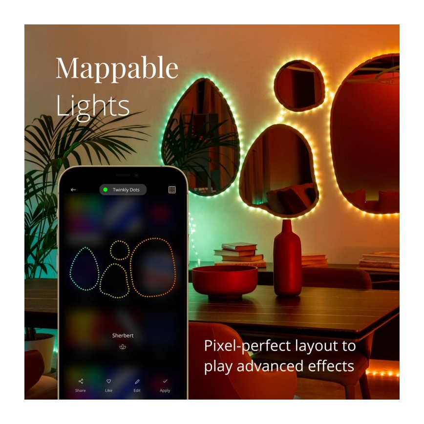 Twinkly - LED RGB Екстериорен димируема лента DOTS 400xLED 20 м IP44 Wi-Fi