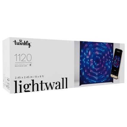 Twinkly - LED RGBW Димируема музикална външна светлинна стена LIGHTWALL 1120xLED 2,6x2,7 m IP44 Wi-Fi + музикален донгъл