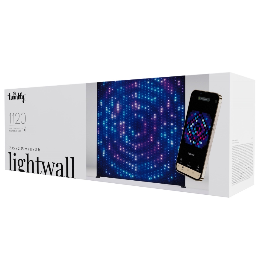 Twinkly - LED RGBW Димируема музикална външна светлинна стена LIGHTWALL 1120xLED 2,6x2,7 m IP44 Wi-Fi + музикален донгъл