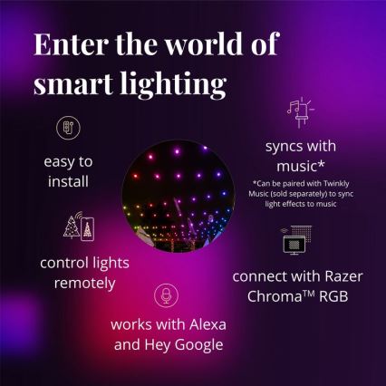 Twinkly - LED RGB Димируем екстериорен декоративни лампички FESTOON 20xLED 14 м IP44 Wi-Fi