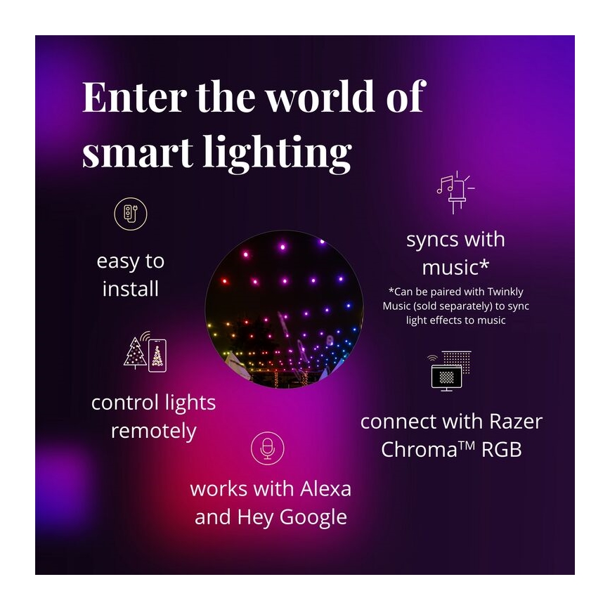 Twinkly - LED RGB Димируем екстериорен декоративни лампички FESTOON 20xLED 14 м IP44 Wi-Fi