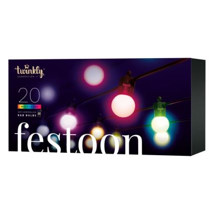 Twinkly - LED RGB Димируем екстериорен декоративни лампички FESTOON 20xLED 14 м IP44 Wi-Fi