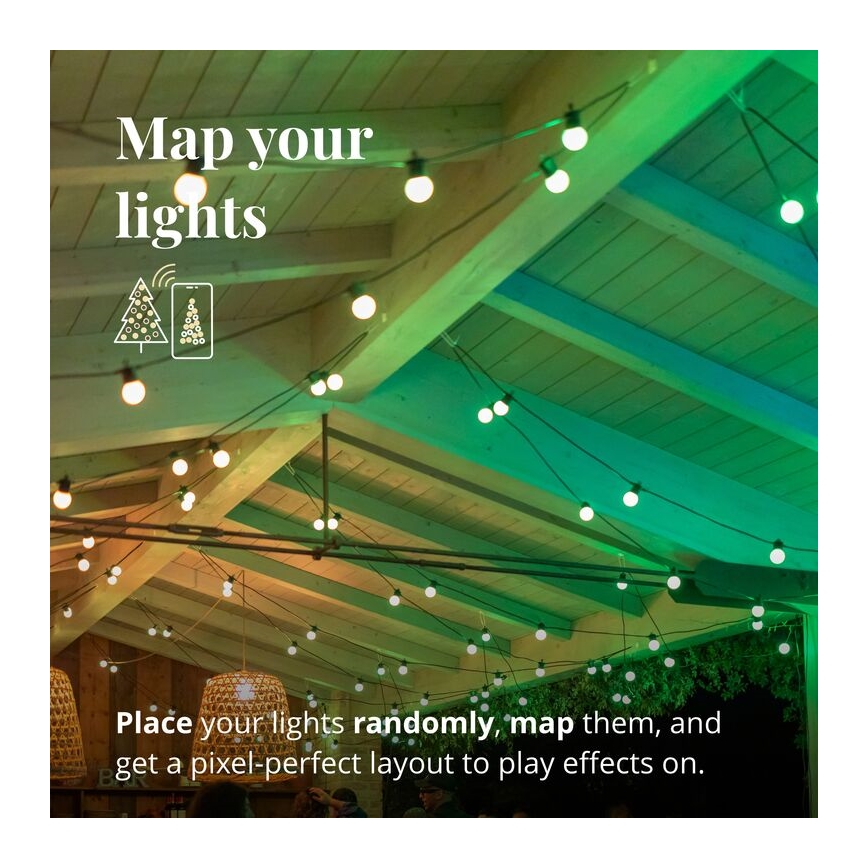 Twinkly - LED RGB Димируем екстериорен декоративни лампички FESTOON 20xLED 14 м IP44 Wi-Fi