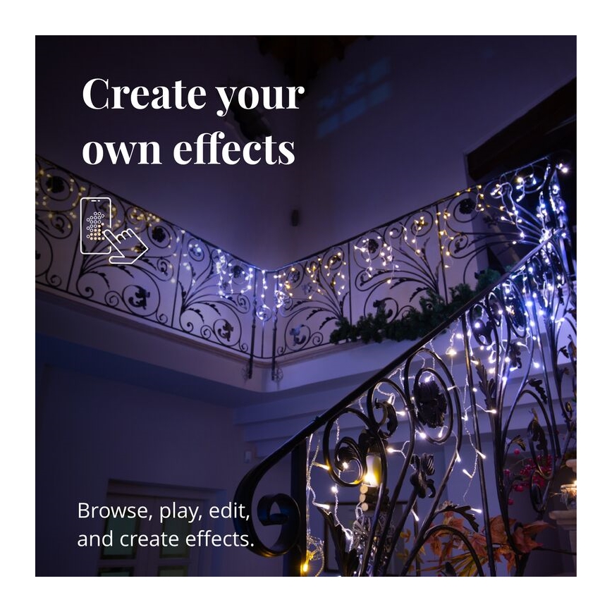 Twinkly - LED Димируем екстериорен Коледна завеса ICICLE 190xLED 11,5 м IP44 Wi-Fi