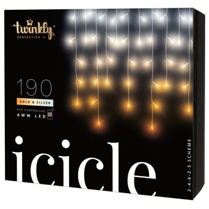 Twinkly - LED Димируем екстериорен Коледна завеса ICICLE 190xLED 11,5 м IP44 Wi-Fi