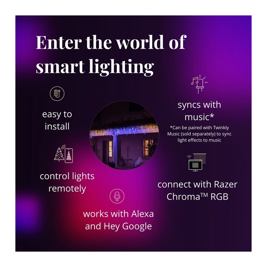 Twinkly - LED RGB Димируем екстериорен Коледна завеса ICICLE 190xLED 11,5 м IP44 Wi-Fi