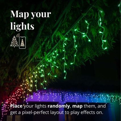 Twinkly - LED RGB Димируем екстериорен Коледна завеса ICICLE 190xLED 11,5 м IP44 Wi-Fi