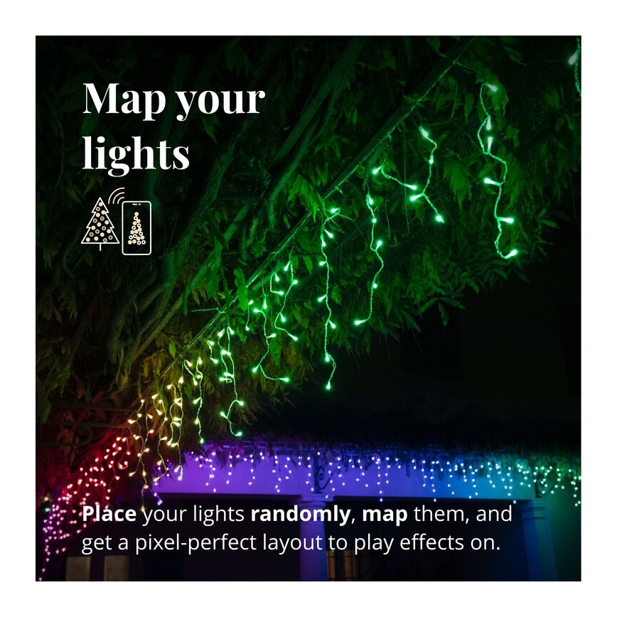 Twinkly - LED RGB Димируем екстериорен Коледна завеса ICICLE 190xLED 11,5 м IP44 Wi-Fi