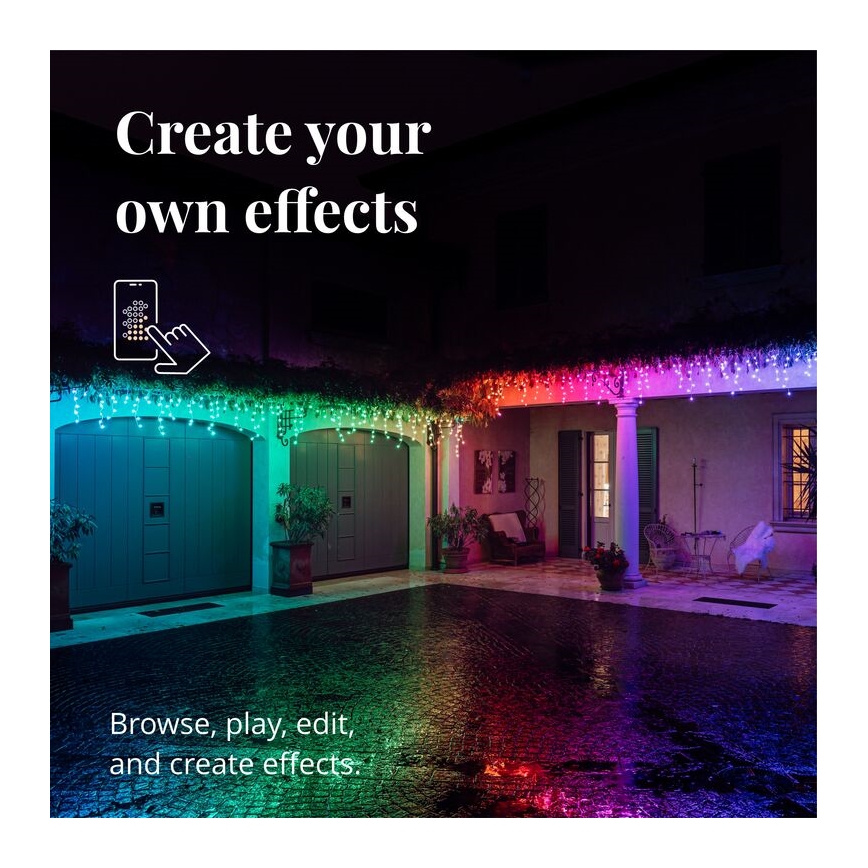 Twinkly - LED RGB Димируем екстериорен Коледна завеса ICICLE 190xLED 11,5 м IP44 Wi-Fi