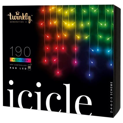 Twinkly - LED RGB Димируем екстериорен Коледна завеса ICICLE 190xLED 11,5 м IP44 Wi-Fi