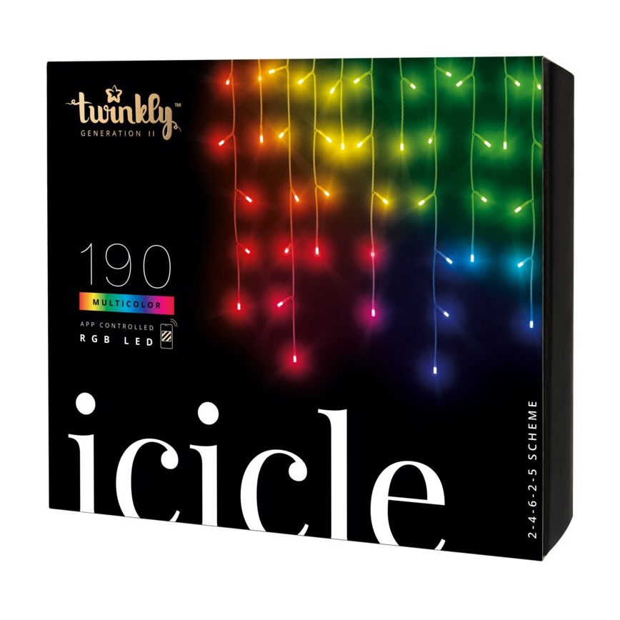 Twinkly - LED RGB Димируем екстериорен Коледна завеса ICICLE 190xLED 11,5 м IP44 Wi-Fi