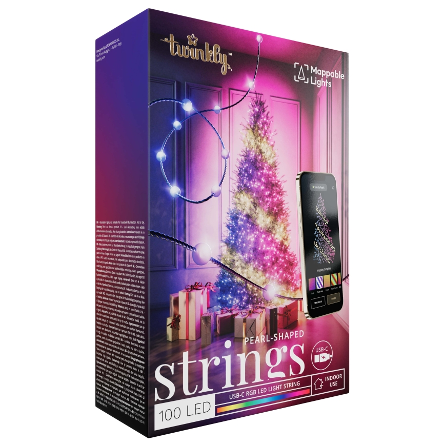 Twinkly - LED RGB регулируема коледна верига CANDIES 100xLED 8 м USB Wi-Fi