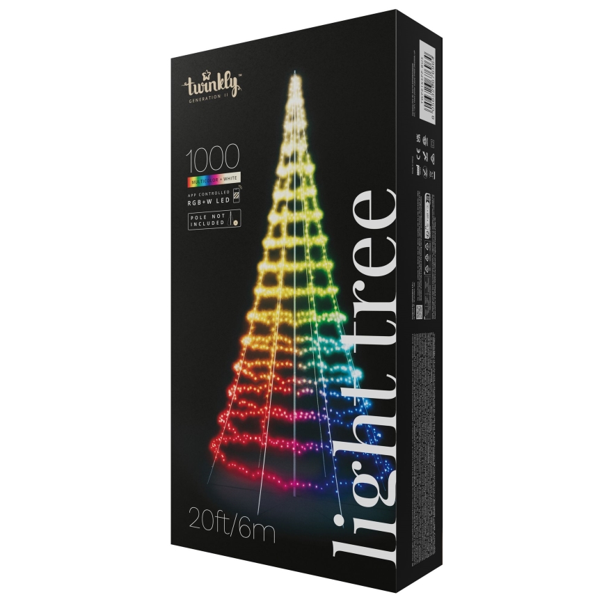 Twinkly - димируема LED RGBW външна коледна елха LIGHT TREE 1000 LED 6 м IP44 Wi‑Fi