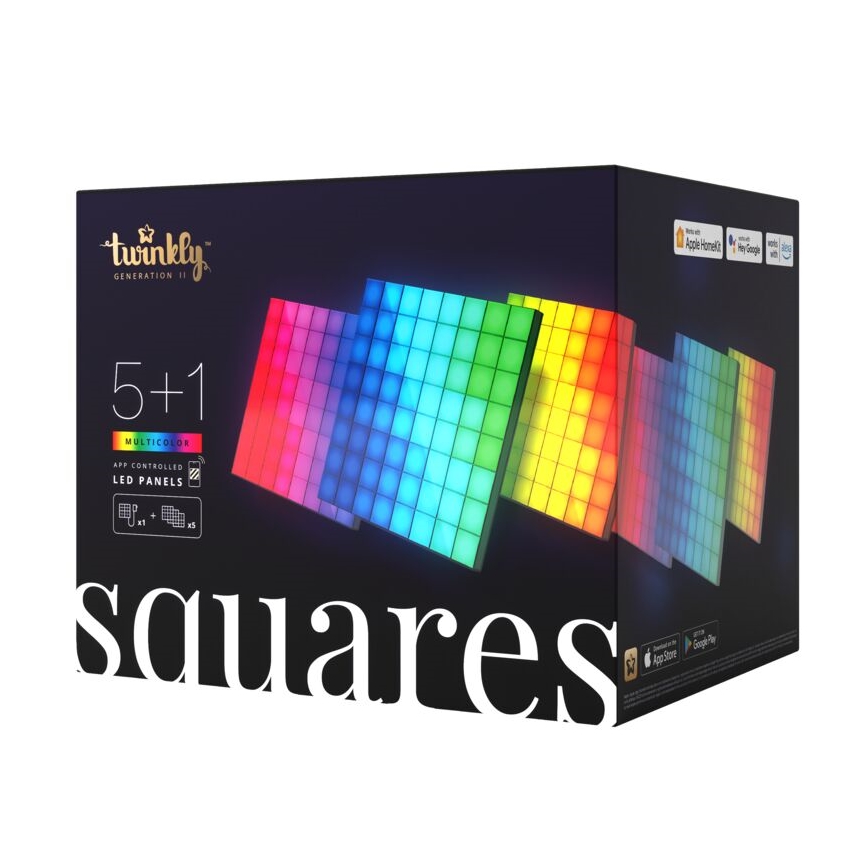 Twinkly - К-кт 6xLED RGB Димируем панел SQUARES 64xLED 16x16 см Wi-Fi