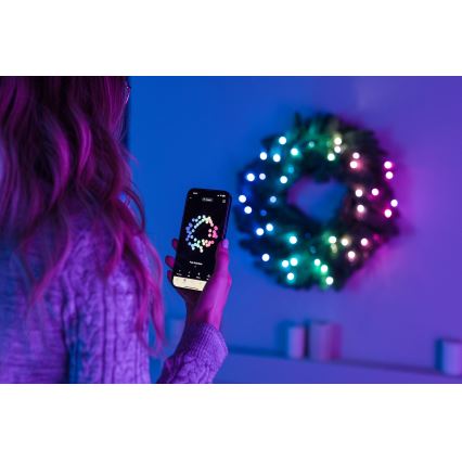 Twinkly - LED RGB Димируем Коледен венец PRE-LIT WREATH 50xLED Ø 61 см Wi-Fi