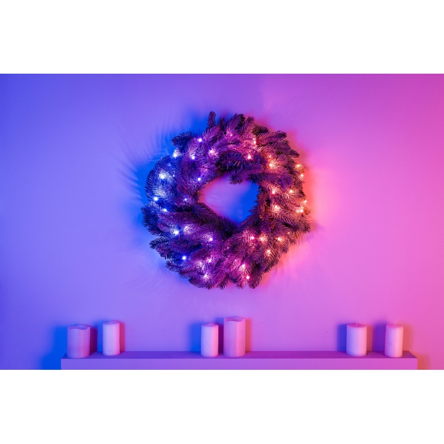 Twinkly - LED RGB Димируем Коледен венец PRE-LIT WREATH 50xLED Ø 61 см Wi-Fi