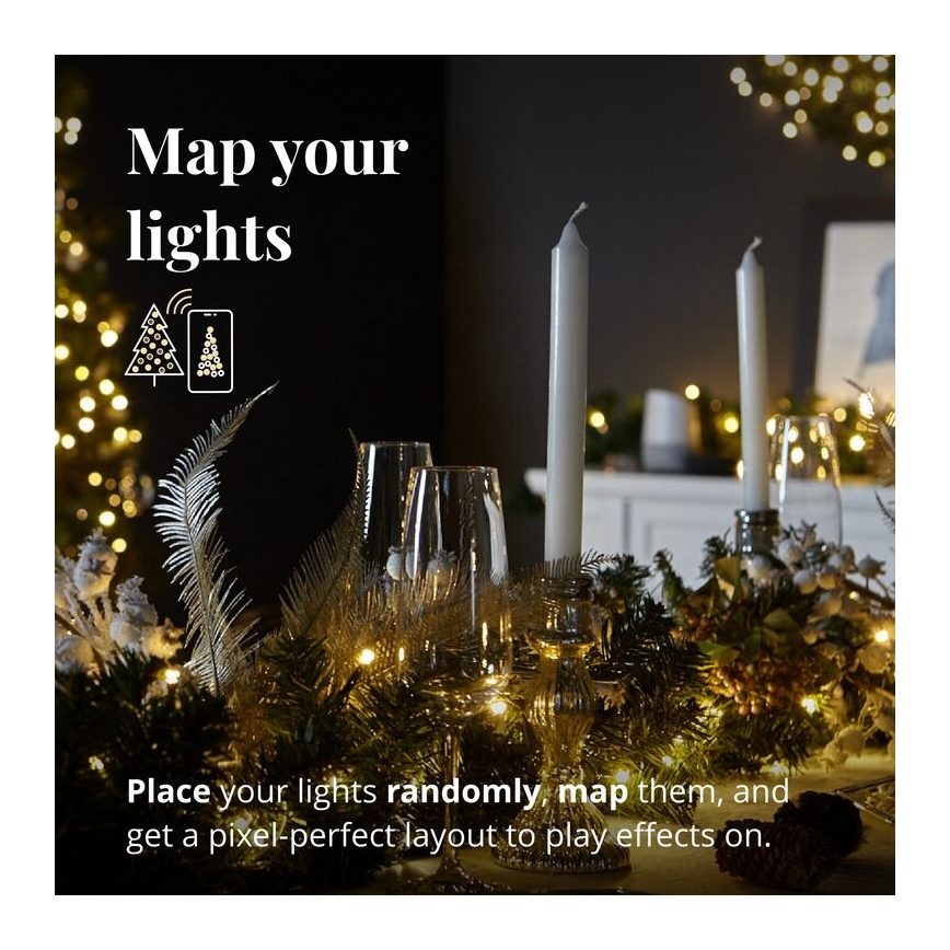 Twinkly - LED RGB Димируем Коледен венец PRE-LIT WREATH 50xLED Ø 61 см Wi-Fi