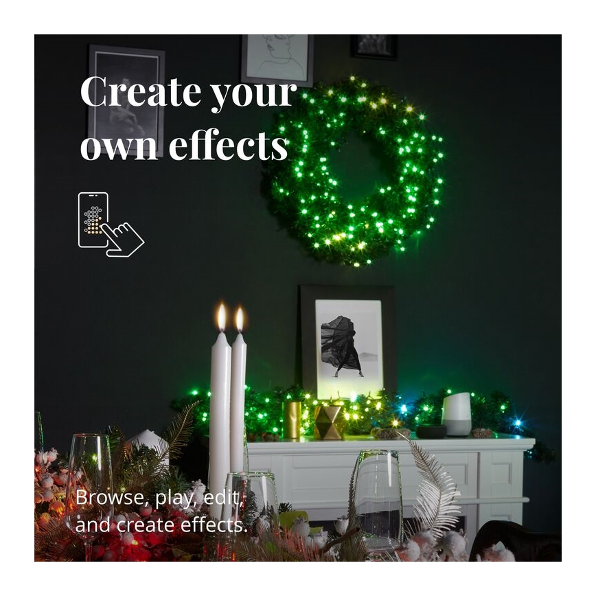 Twinkly - LED RGB Димируем Коледен венец PRE-LIT WREATH 50xLED Ø 61 см Wi-Fi