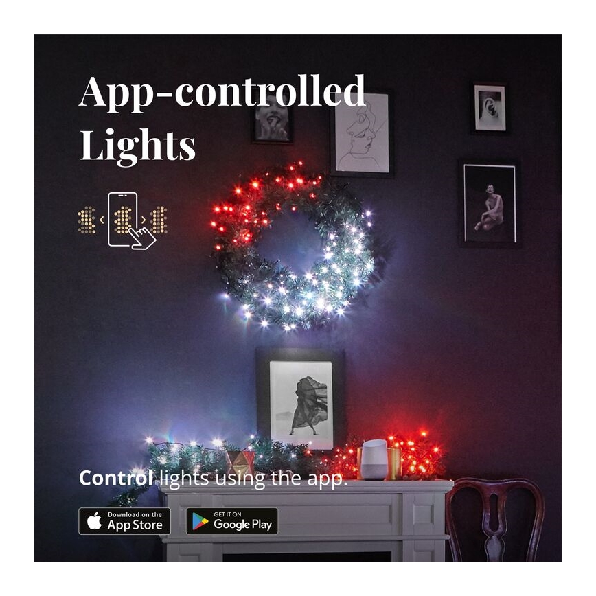 Twinkly - LED RGB Димируем Коледен венец PRE-LIT WREATH 50xLED Ø 61 см Wi-Fi