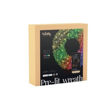 Twinkly - LED RGB Димируем Коледен венец PRE-LIT WREATH 50xLED Ø 61 см Wi-Fi