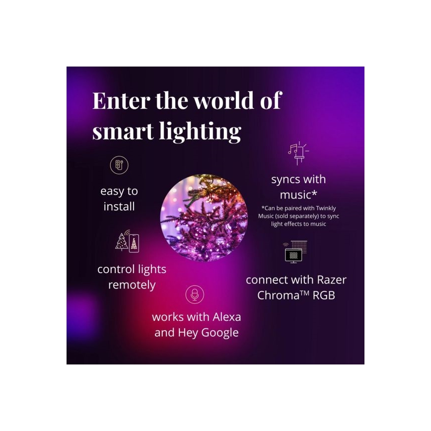 Twinkly - LED RGBW външен коледен гирлянд с регулируема яркост STRINGS 250xLED 23,5m IP44 Wi-Fi