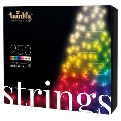 Twinkly - LED RGBW външен коледен гирлянд с регулируема яркост STRINGS 250xLED 23,5m IP44 Wi-Fi