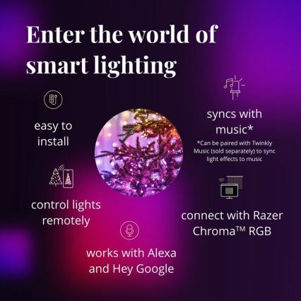 Twinkly - RGB LED димируем външен гирлянд STRINGS 250xLED 23,5m IP44 Wi-Fi