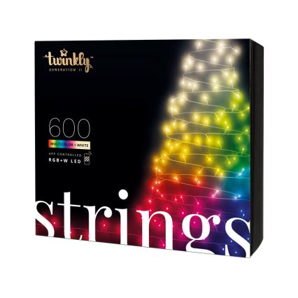 Twinkly - LED RGBW регулируема външна коледна верига STRINGS 600xLED 51,5м IP44 Wi-Fi