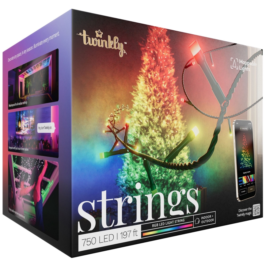 Twinkly - LED RGB Димируем екстериорен коледни лампички STRINGS 750xLED 63,5 м IP44 Wi-Fi