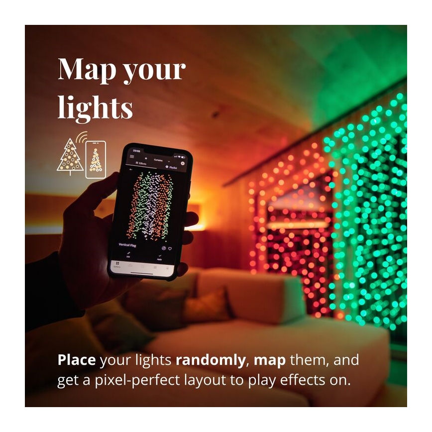 Twinkly - LED RGBW Димируем екстериорен Коледна завеса CURTAIN 210xLED 6,1 м IP44 Wi-Fi