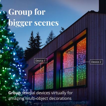 Twinkly - LED RGBW регулируема външна коледна завеса CURTAIN 210xLED 6,1м IP44 Wi-Fi