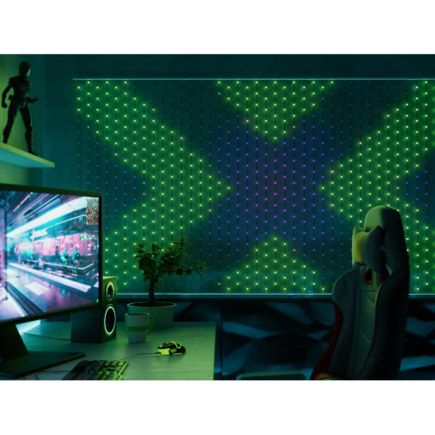 Twinkly - LED RGB Димируем Коледна завеса MATRIX 480xLED 1x1 м Wi-Fi
