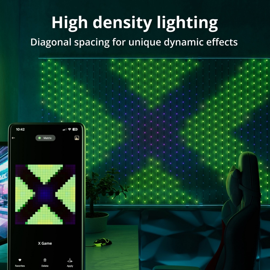 Twinkly - LED RGB Димируем Коледна завеса MATRIX 480xLED 1x1 м Wi-Fi