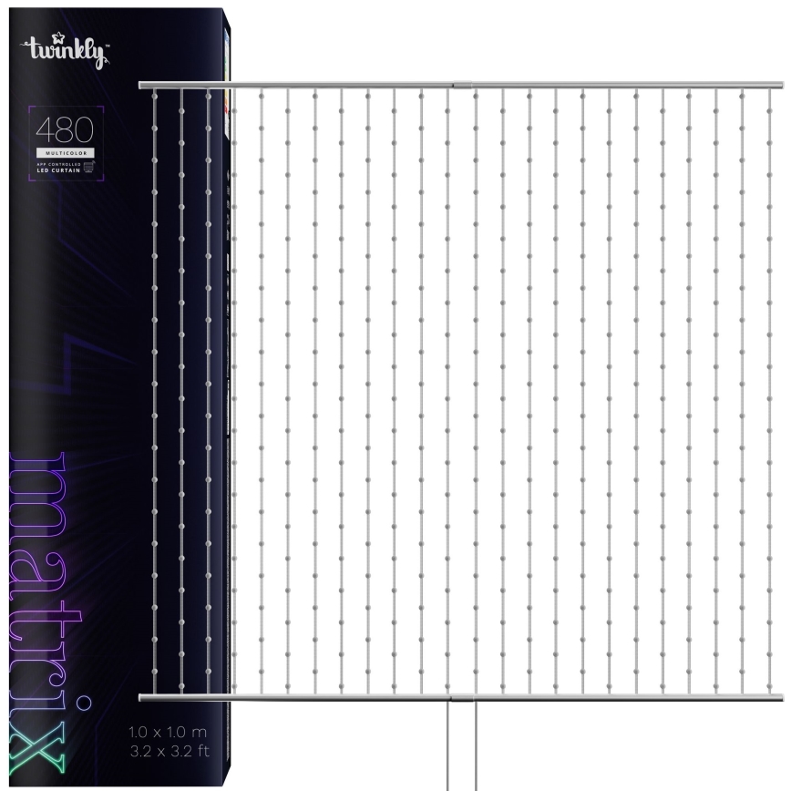 Twinkly - LED RGB Димируем Коледна завеса MATRIX 480xLED 1x1 м Wi-Fi