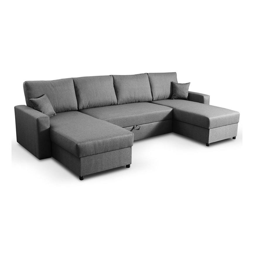 U-образен разтегателен диван с място за съхранение JANISE, сив