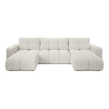 U-образен тапициран разтегаем диван с вградено място за съхранение ALMADA, бежов
