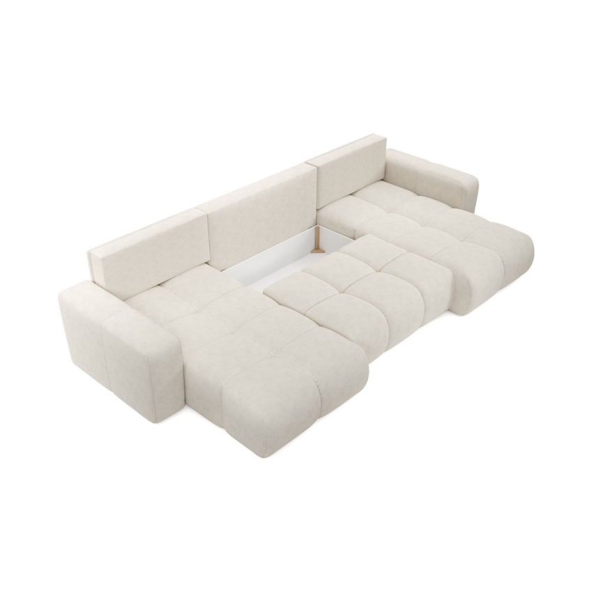 U-образен тапициран разтегаем диван с вградено място за съхранение ALMADA, бежов