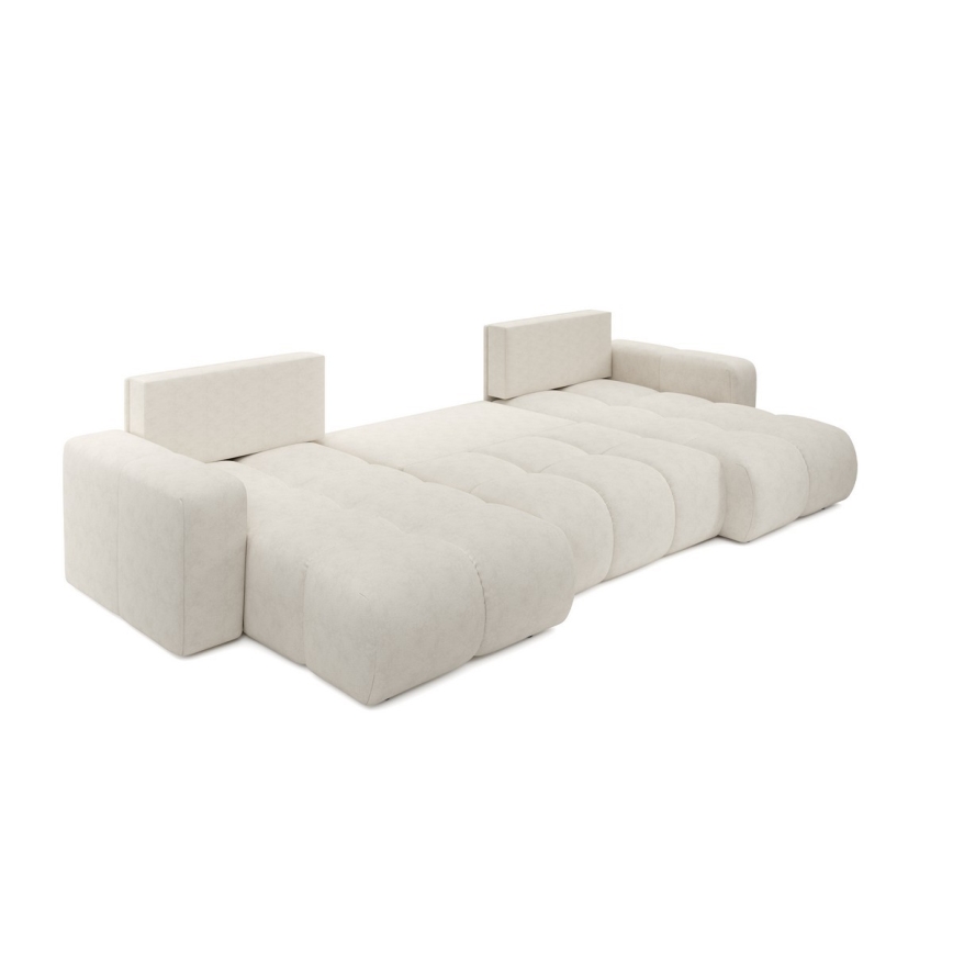 U-образен тапициран разтегаем диван с вградено място за съхранение ALMADA, бежов