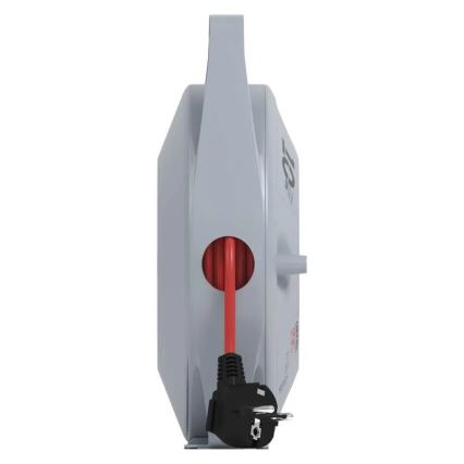 Удължител на макара с 4 гнезда 10m сив/червен