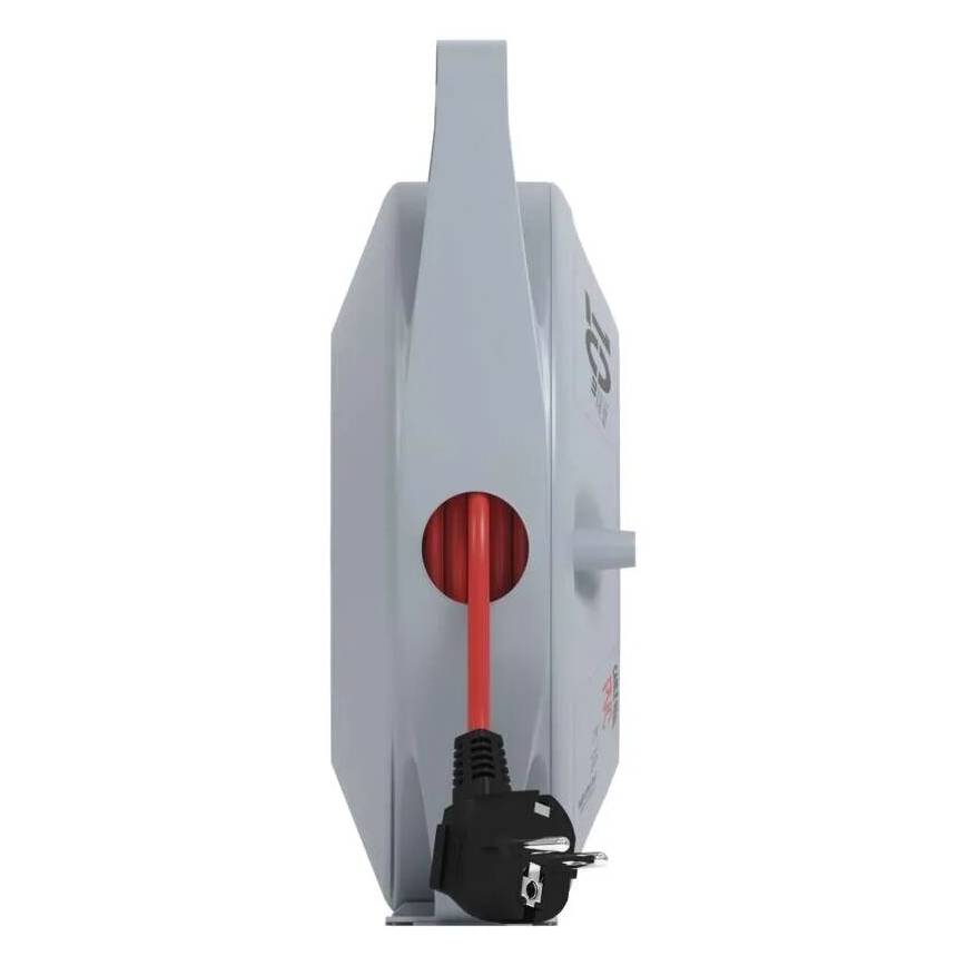 Удължител на макара с 4 гнезда 10m сив/червен