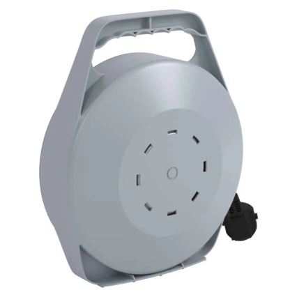 Удължител на макара с 4 гнезда 10m сив/червен