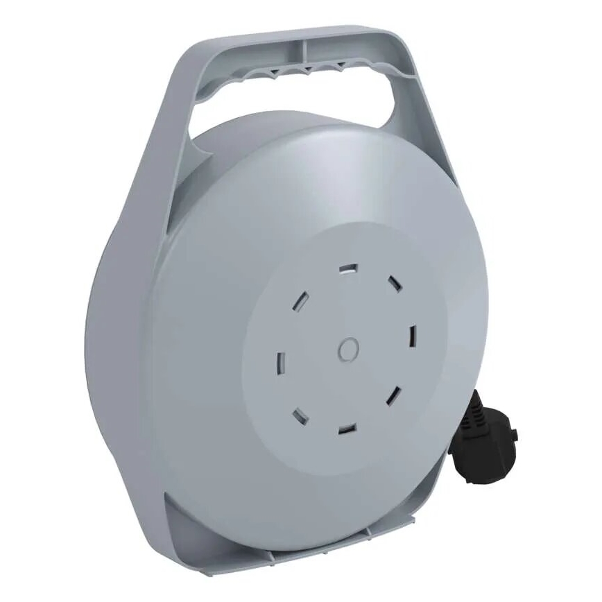 Удължител на макара с 4 гнезда 10m сив/червен