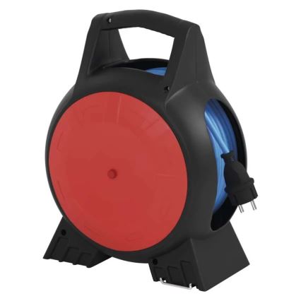 Удължителен кабел на макари 3 гнезда 20м червено/черно IP44