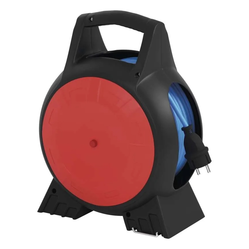 Удължителен кабел на макари 3 гнезда 20м червено/черно IP44