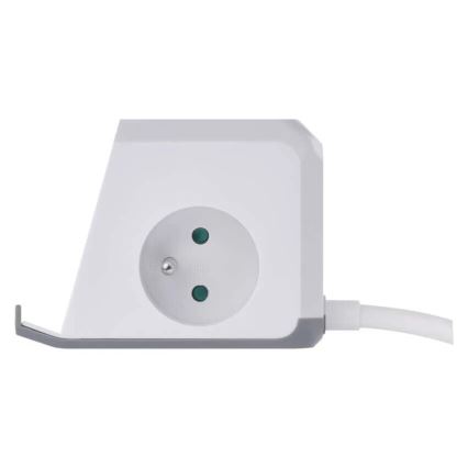 Удължител с безжично зареждане QI 2 гнезда + 2x USB-A + 1x USB-C, 2 м, бял