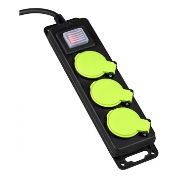 Удължител с ключ, 3 гнезда, 10 м, IP44
