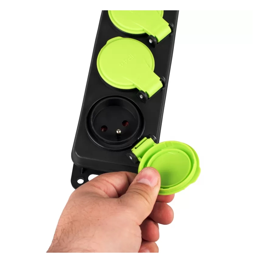 Удължител с ключ, 3 гнезда, 10 м, IP44