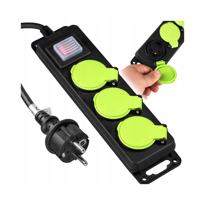 Удължител с ключ 3 гнезда 20m IP44