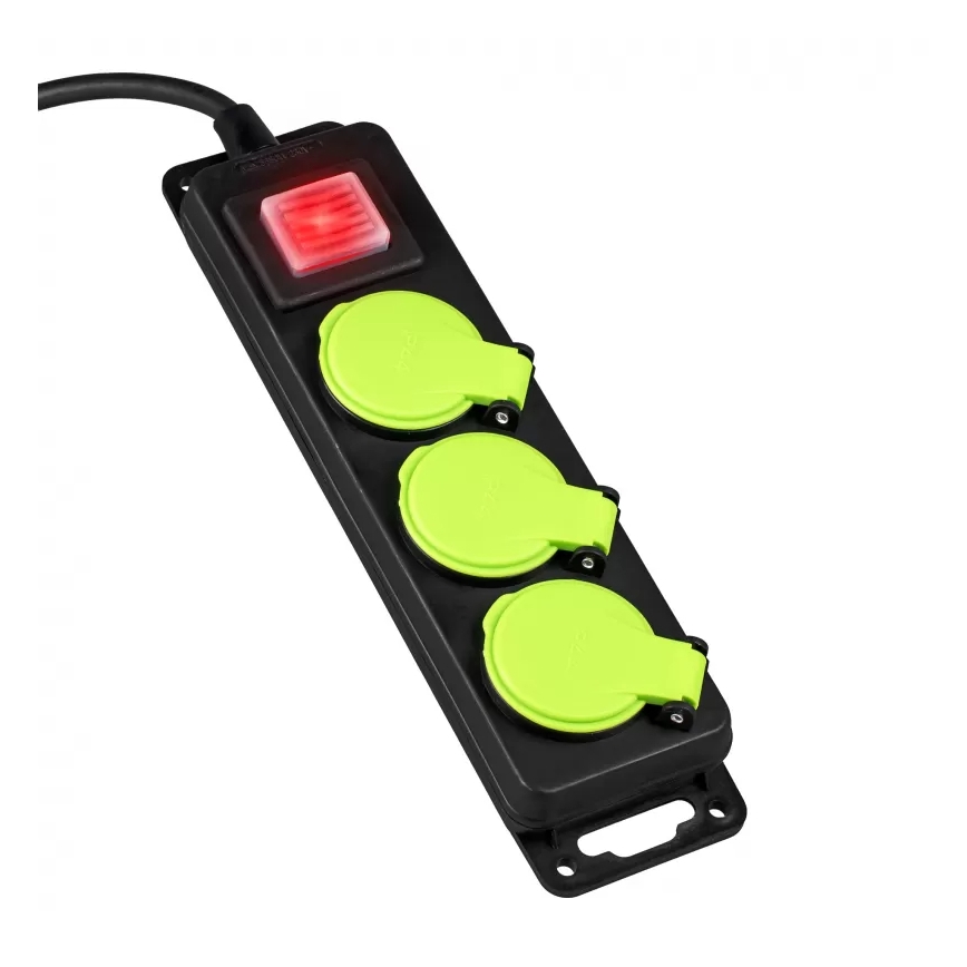 Удължител с ключ, 3 гнезда, 5 m, IP44